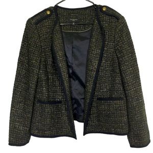 TALBOTS LUXE FABRIC KNIT IN ITALY WOOL/ALPACA TWEED OPEN BLAZER NAUTICAL 16P